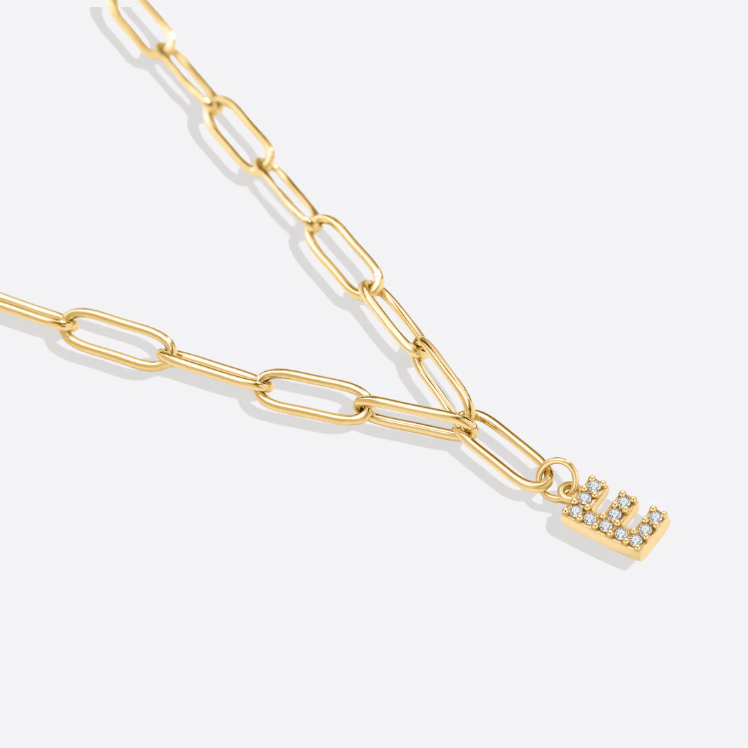 Paperclip Pave Initial Necklace - Image 23