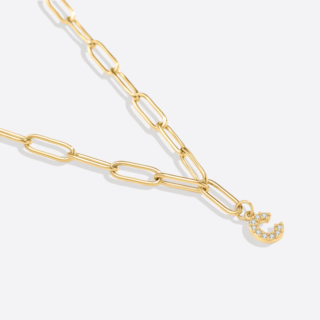 Paperclip Pave Initial Necklace - Image 25