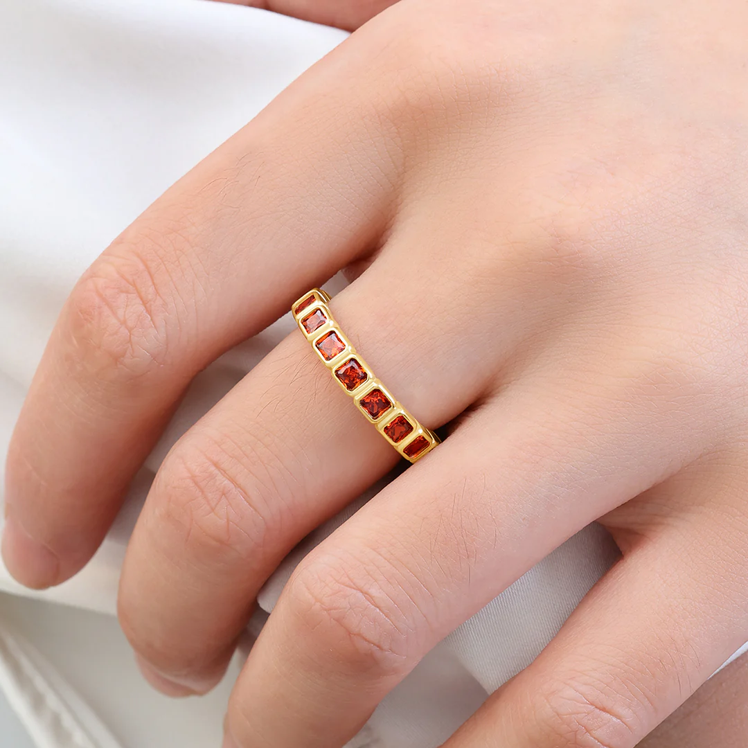 Emerald Cut Birthstone Eternity Ring - Image 17