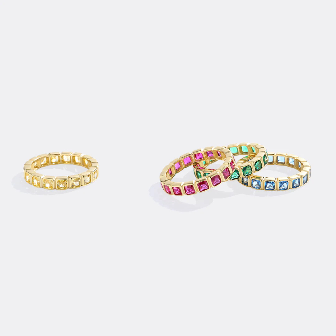 Emerald Cut Birthstone Eternity Ring - Image 19