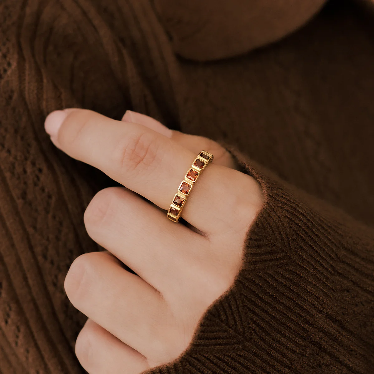 Emerald Cut Birthstone Eternity Ring - Image 25