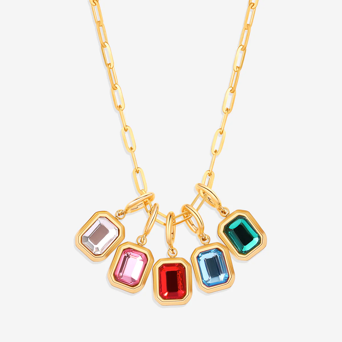 Baguette Birthstone Charm Necklace - Image 16