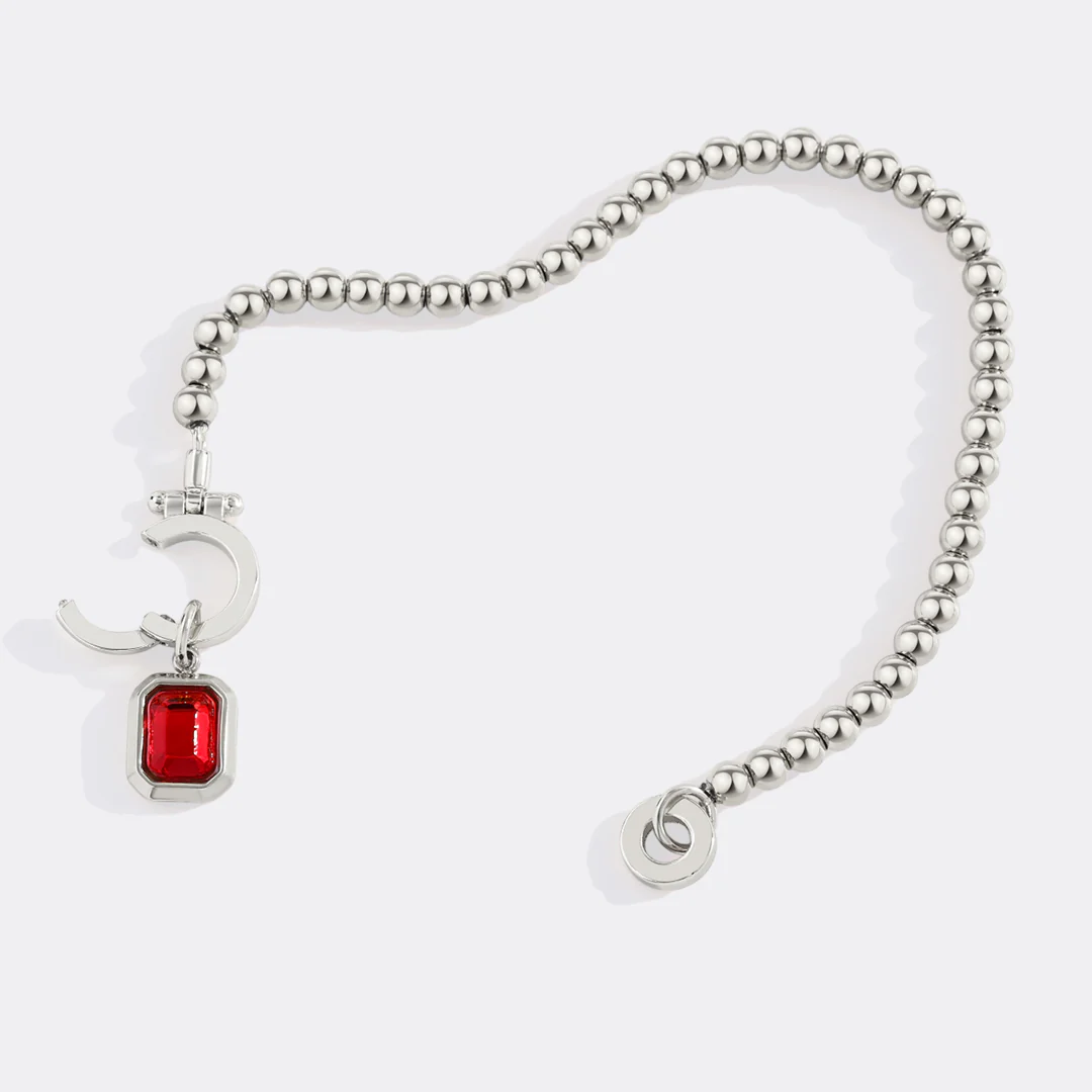 Mint Beaded Bracelet with Baguette Birthstone Charm - Image 31