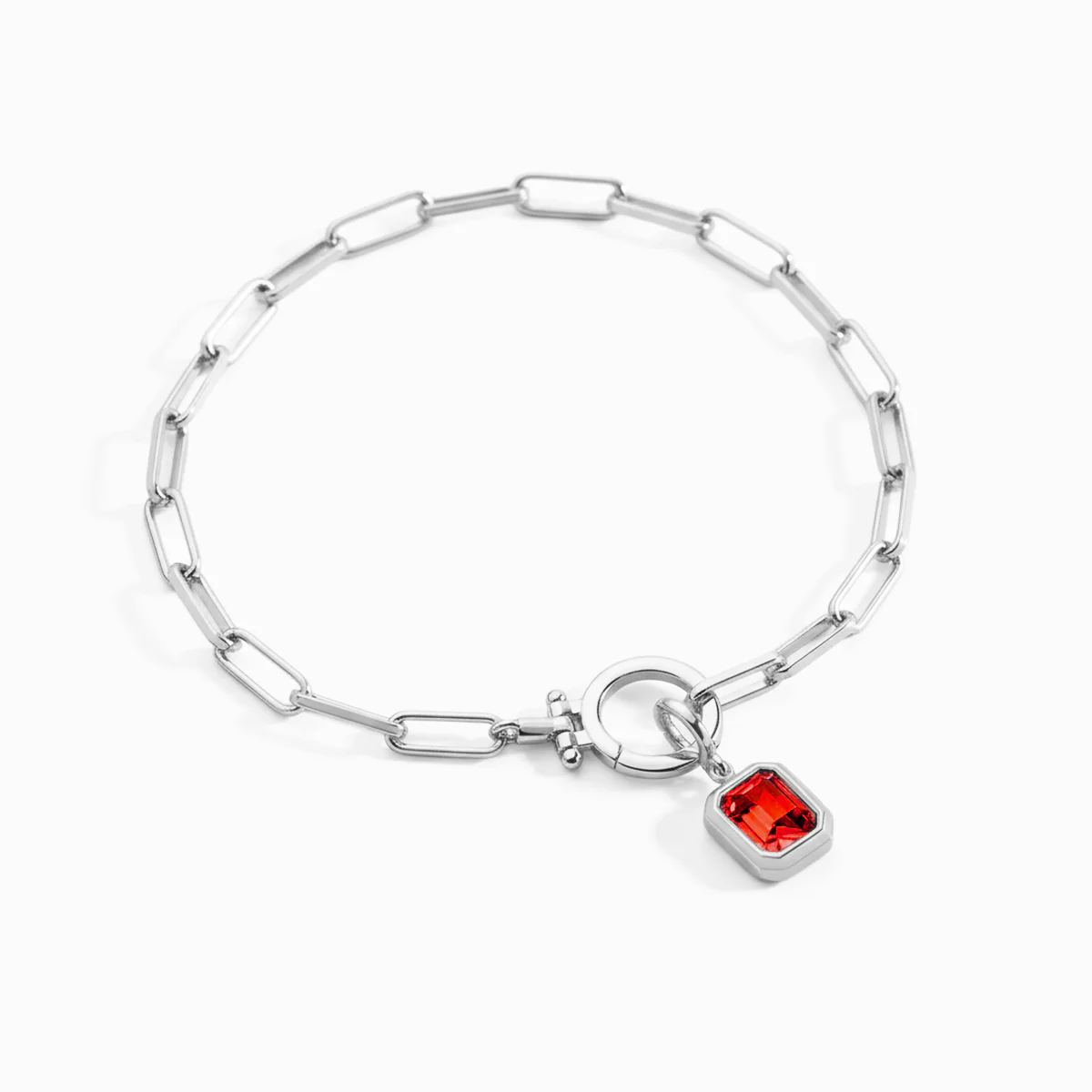 Baguette Birthstone Charm on Mint Paperclip Bracelet - Image 21