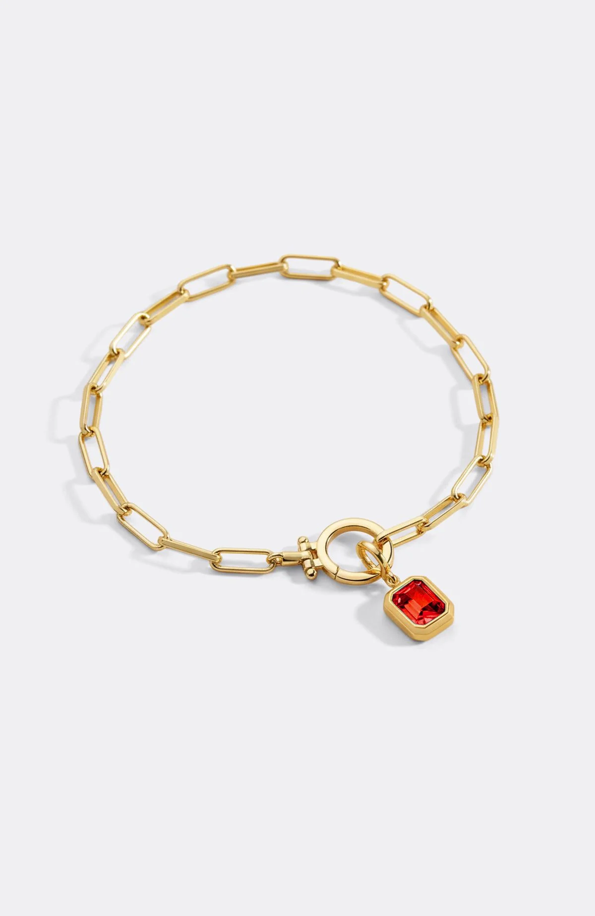 Baguette Birthstone Charm on Mint Paperclip Bracelet - Image 34