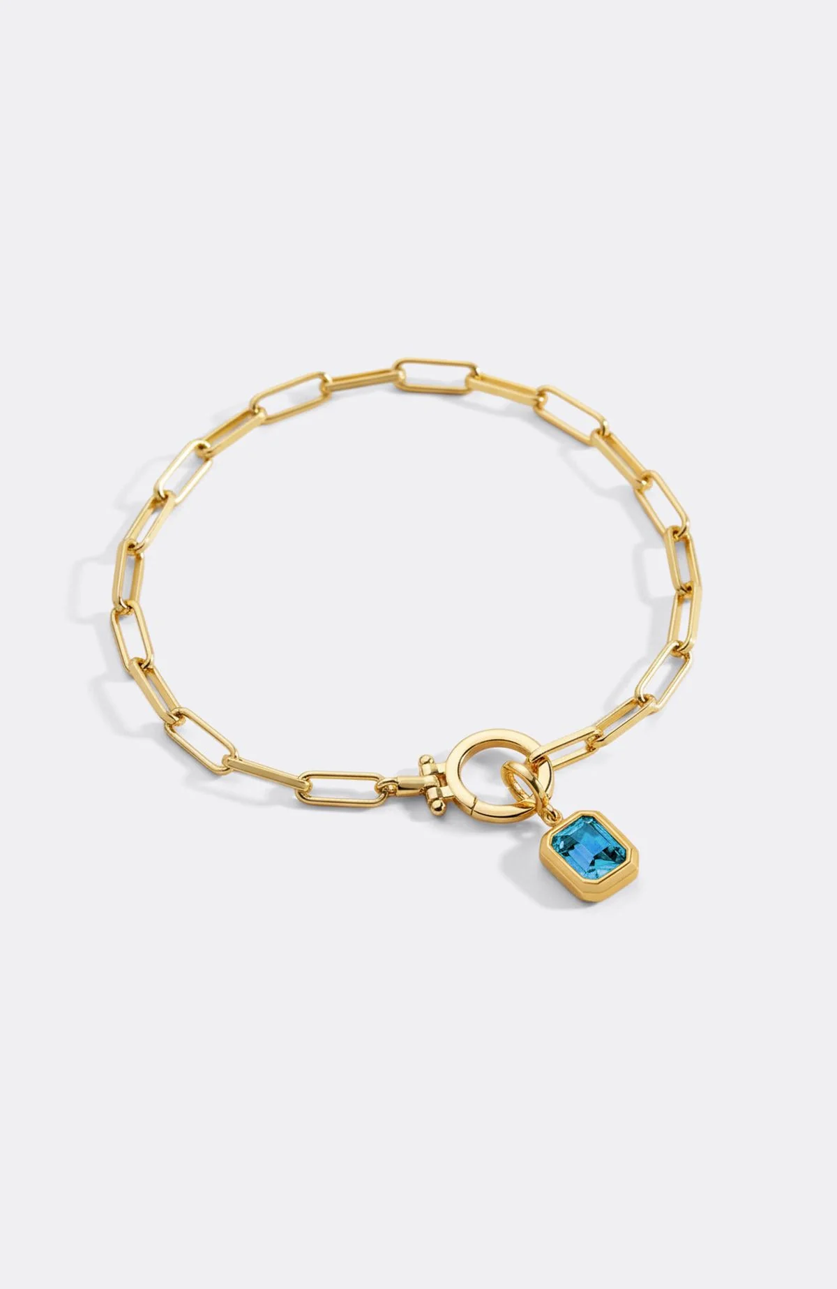 Baguette Birthstone Charm on Mint Paperclip Bracelet - Image 37