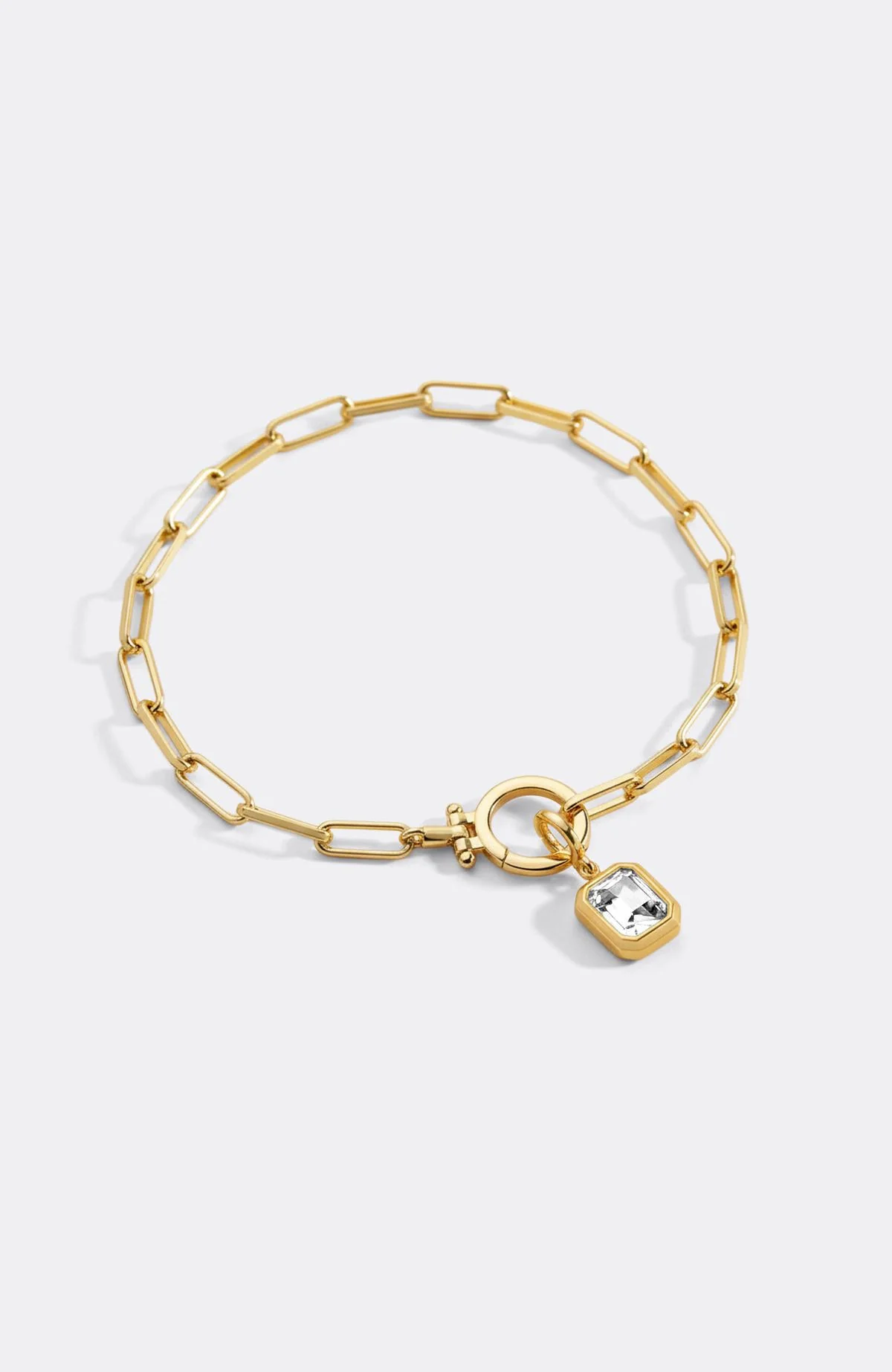 Baguette Birthstone Charm on Mint Paperclip Bracelet - Image 38