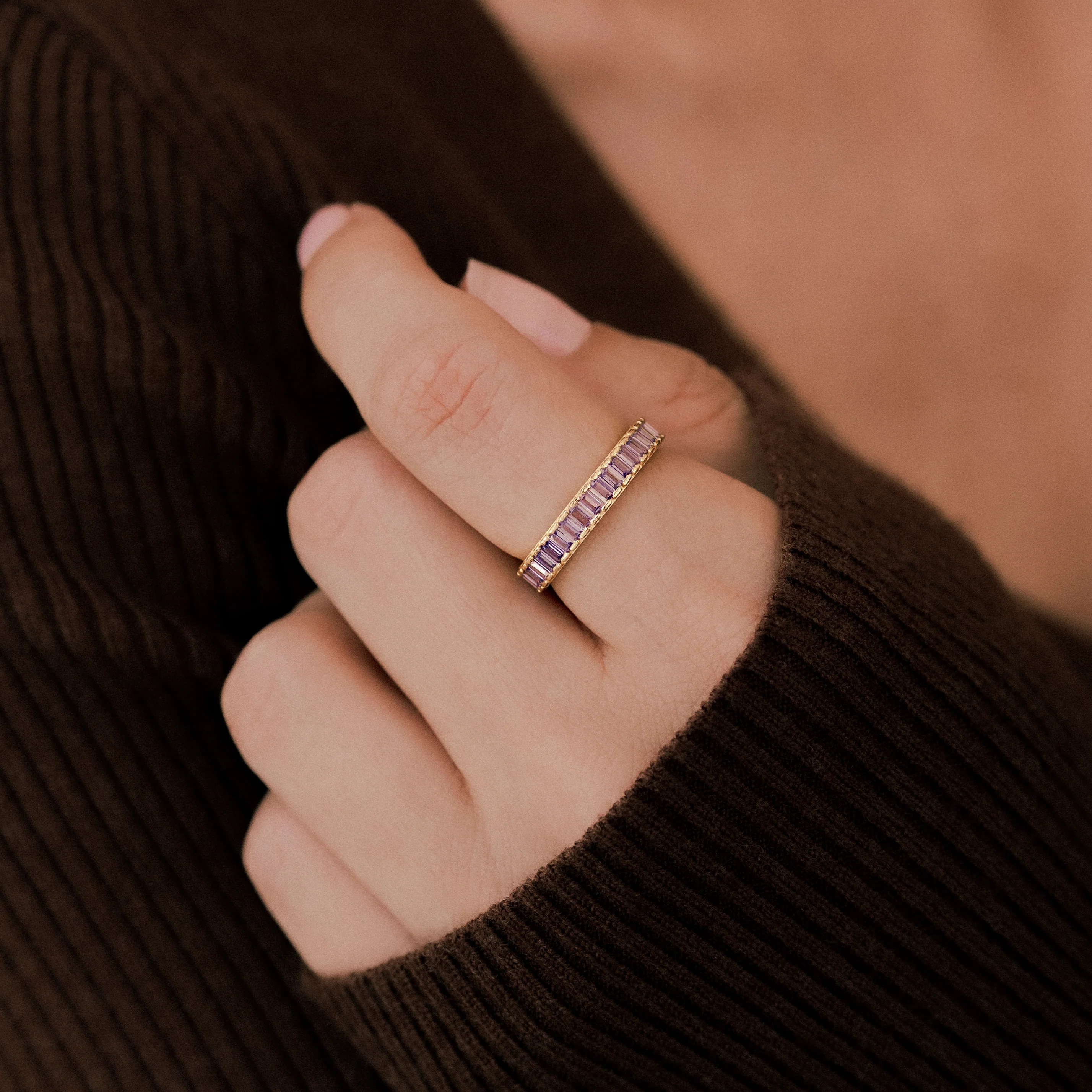 Baguette Birthstone Eternity Band - Image 33