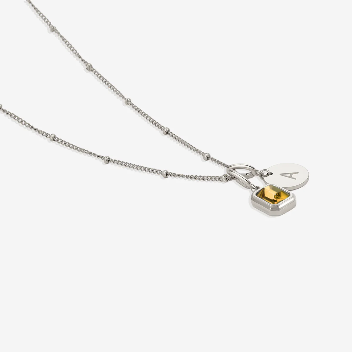 Baguette Birthstone & Initial Necklace - Image 100