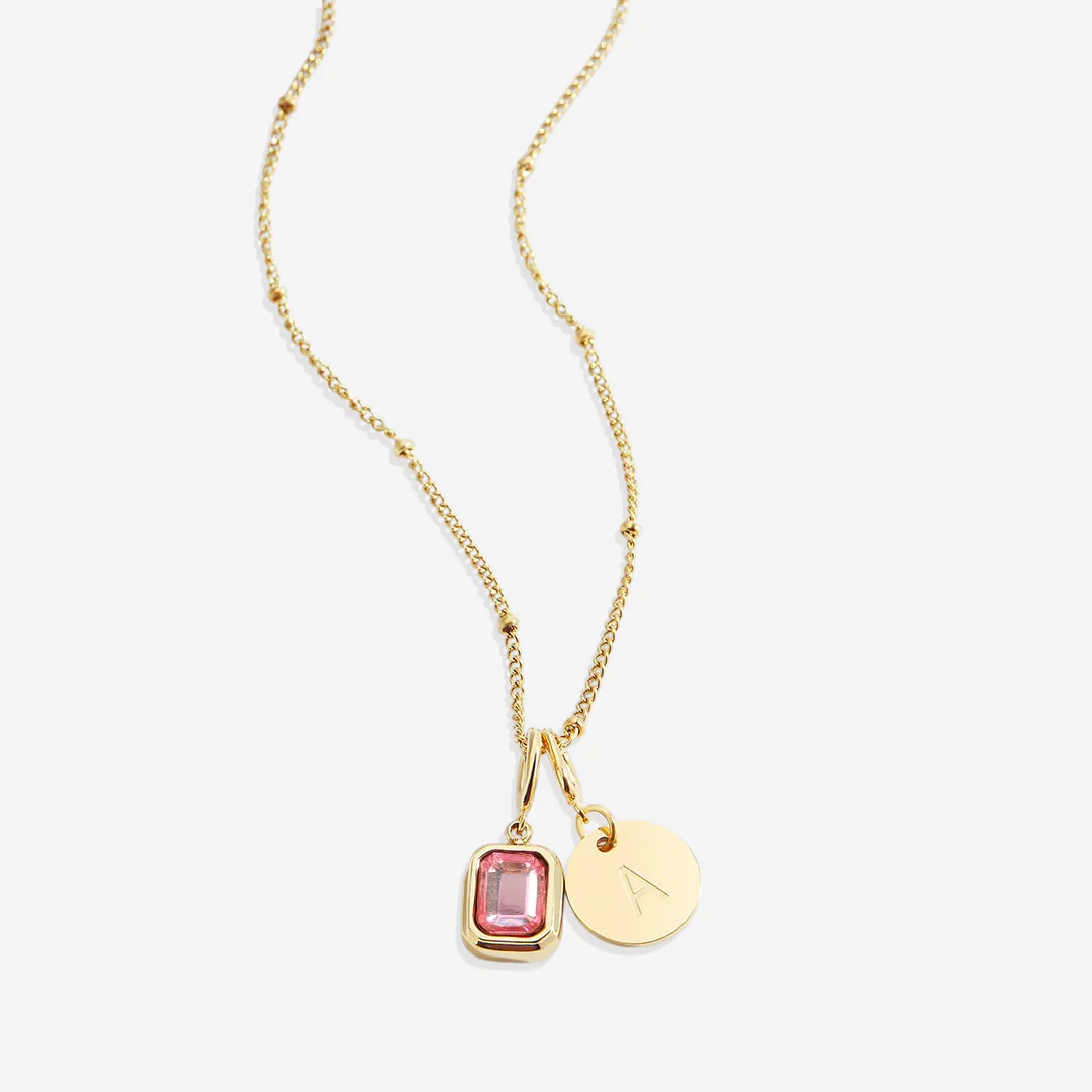 Baguette Birthstone & Initial Necklace - Image 130