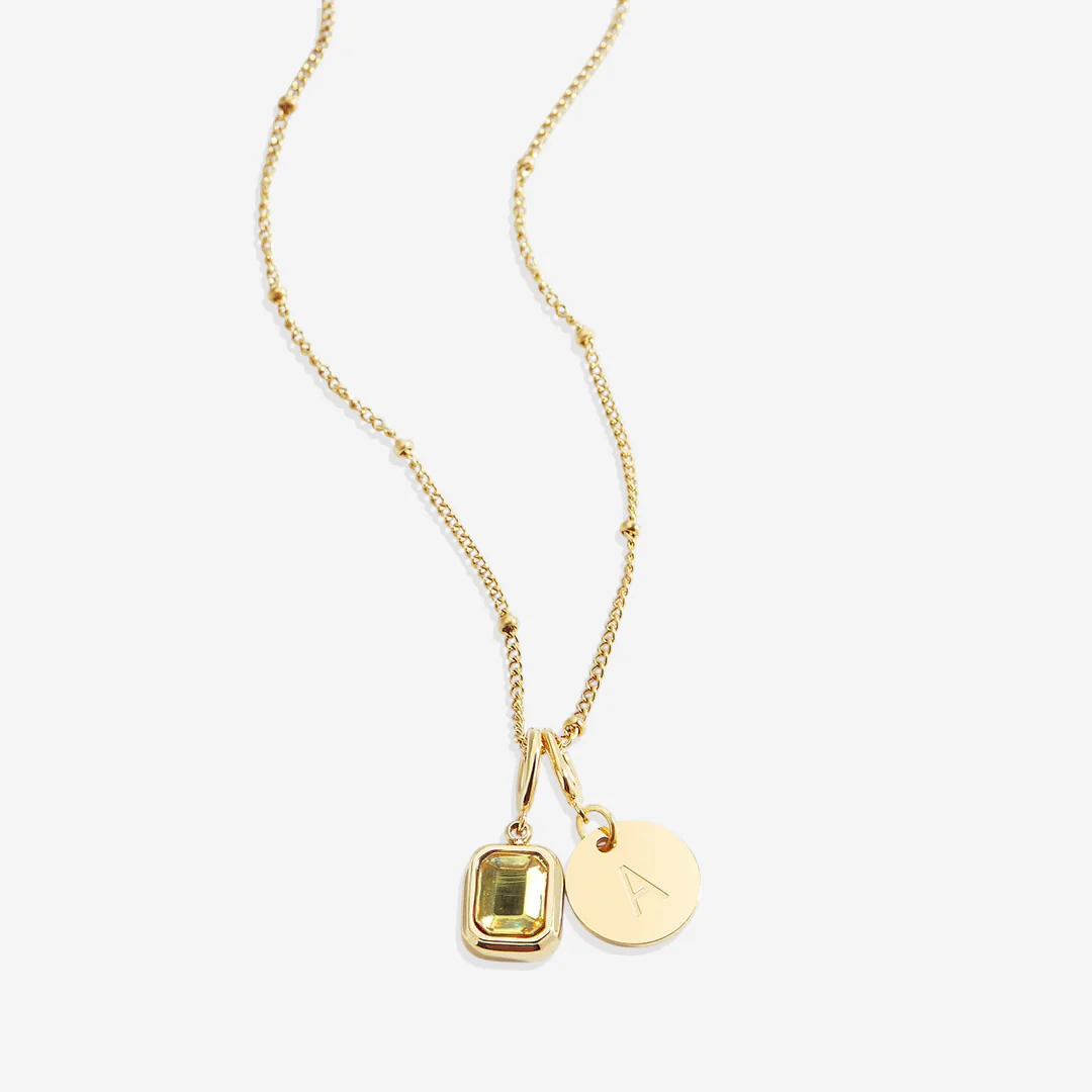 Baguette Birthstone & Initial Necklace - Image 131