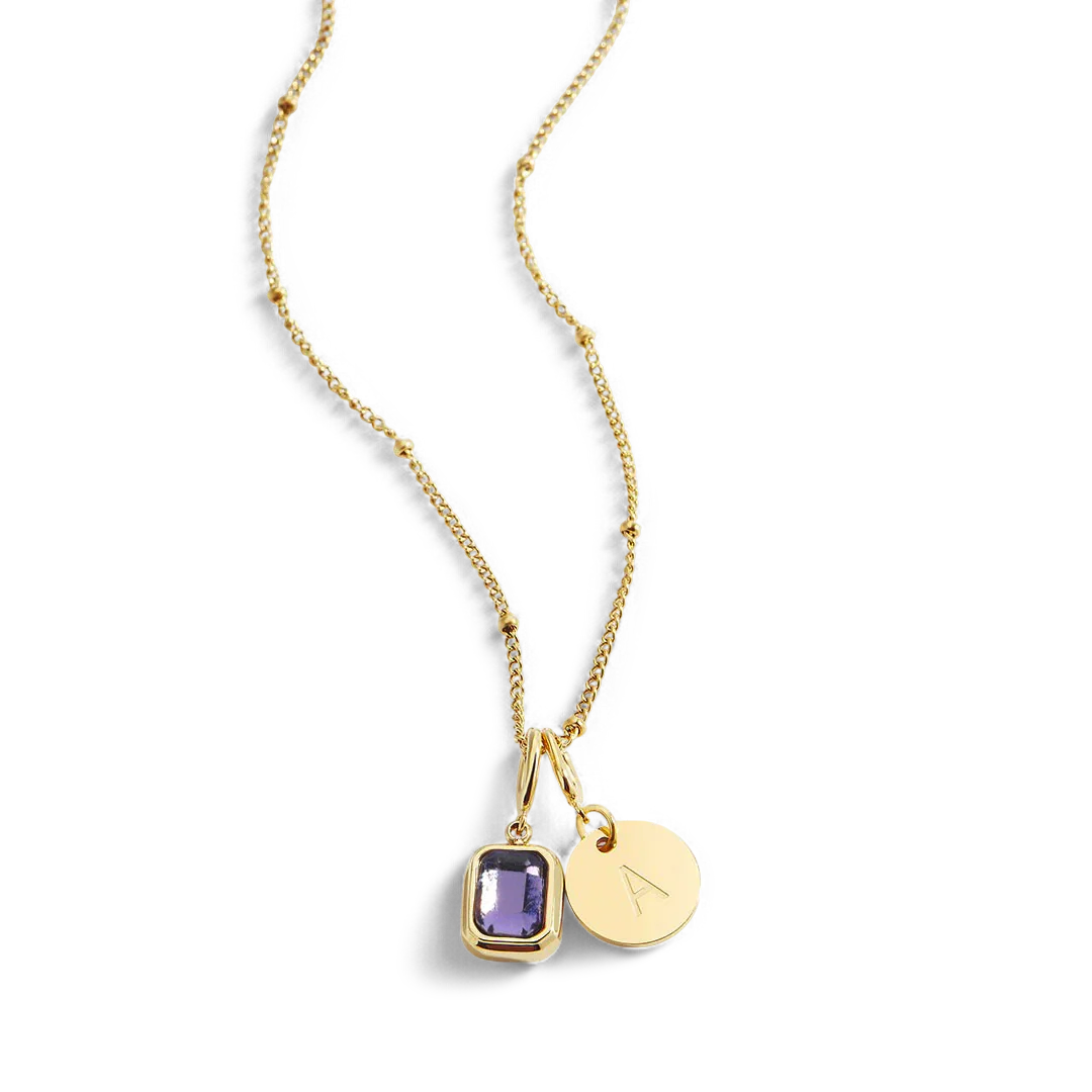 Baguette Birthstone & Initial Necklace - Image 134