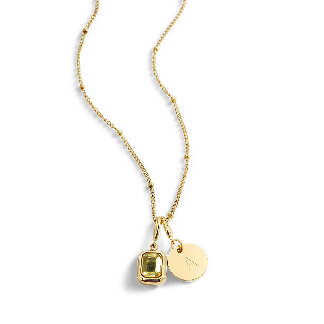 Baguette Birthstone & Initial Necklace - Image 143