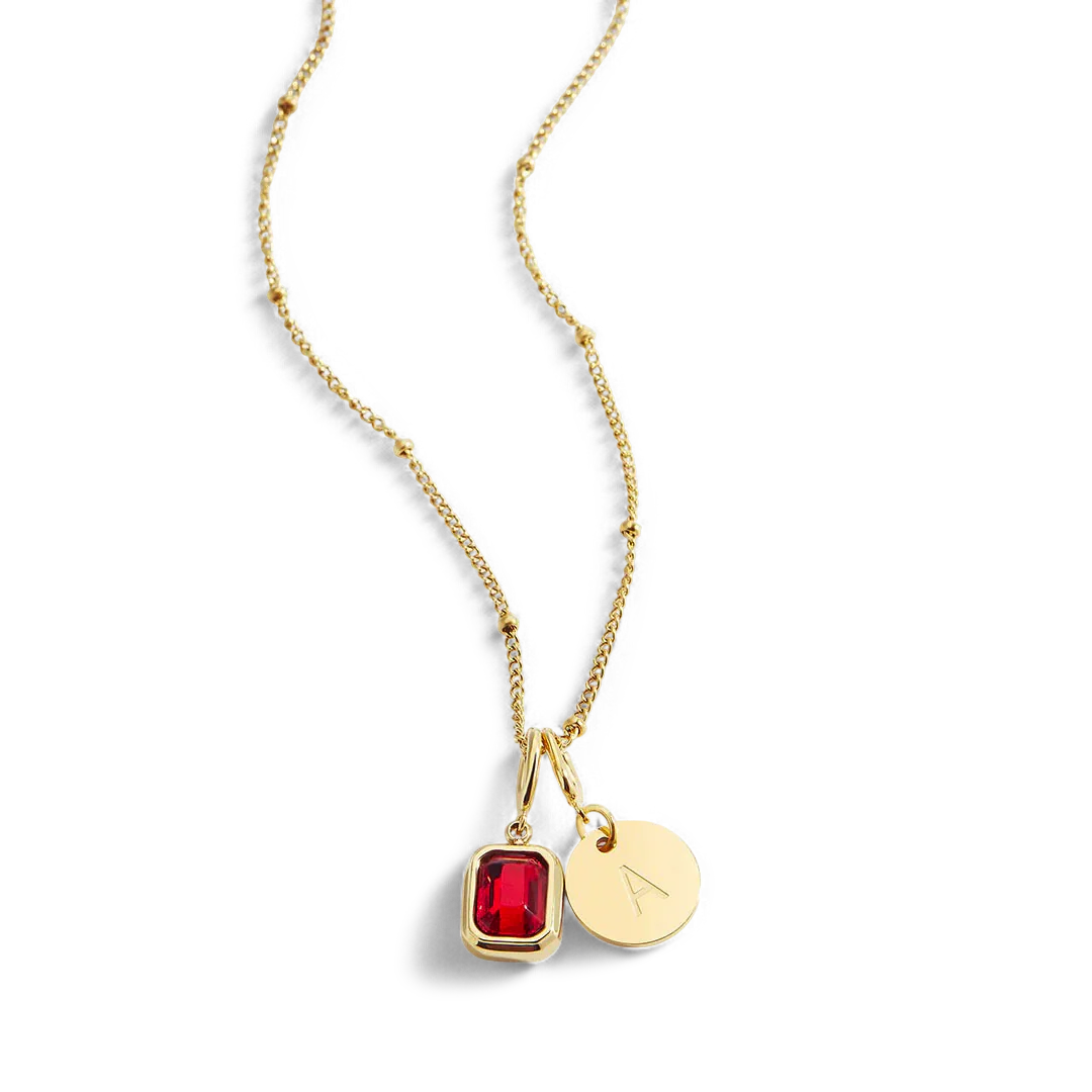Baguette Birthstone & Initial Necklace - Image 146