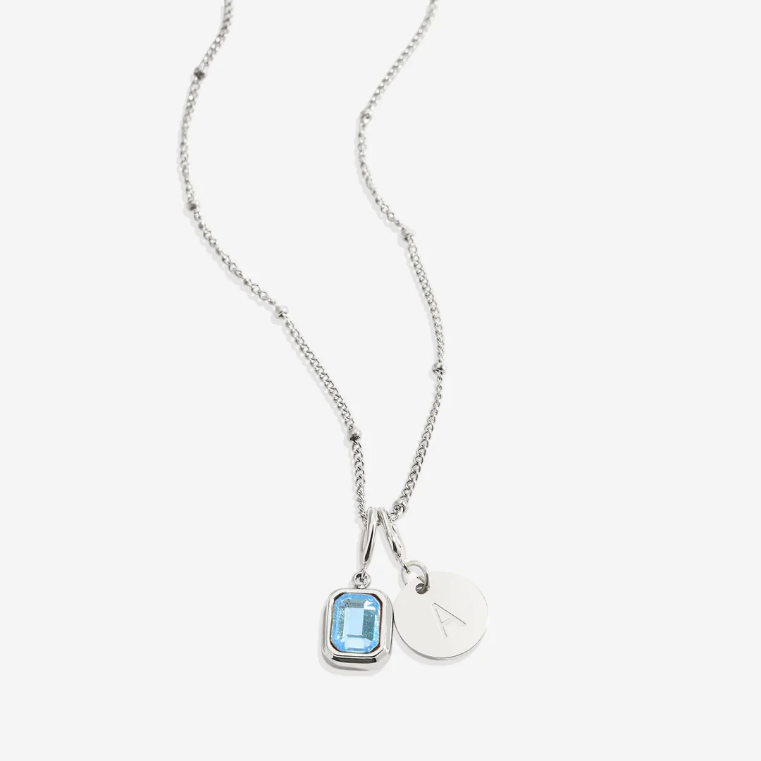 Baguette Birthstone & Initial Necklace - Image 149