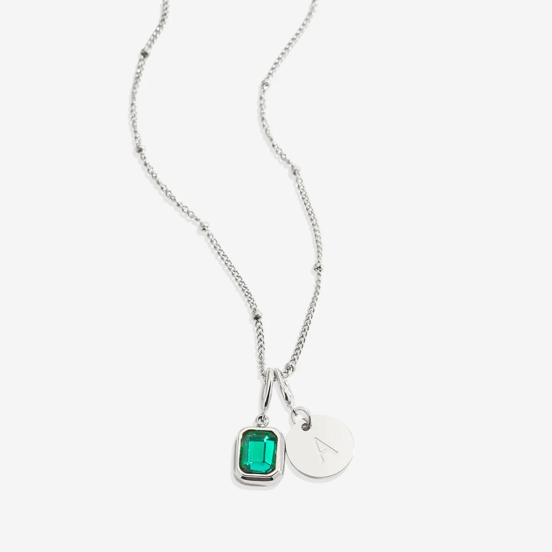 Baguette Birthstone & Initial Necklace - Image 151