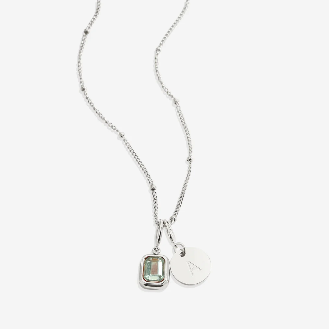 Baguette Birthstone & Initial Necklace - Image 152
