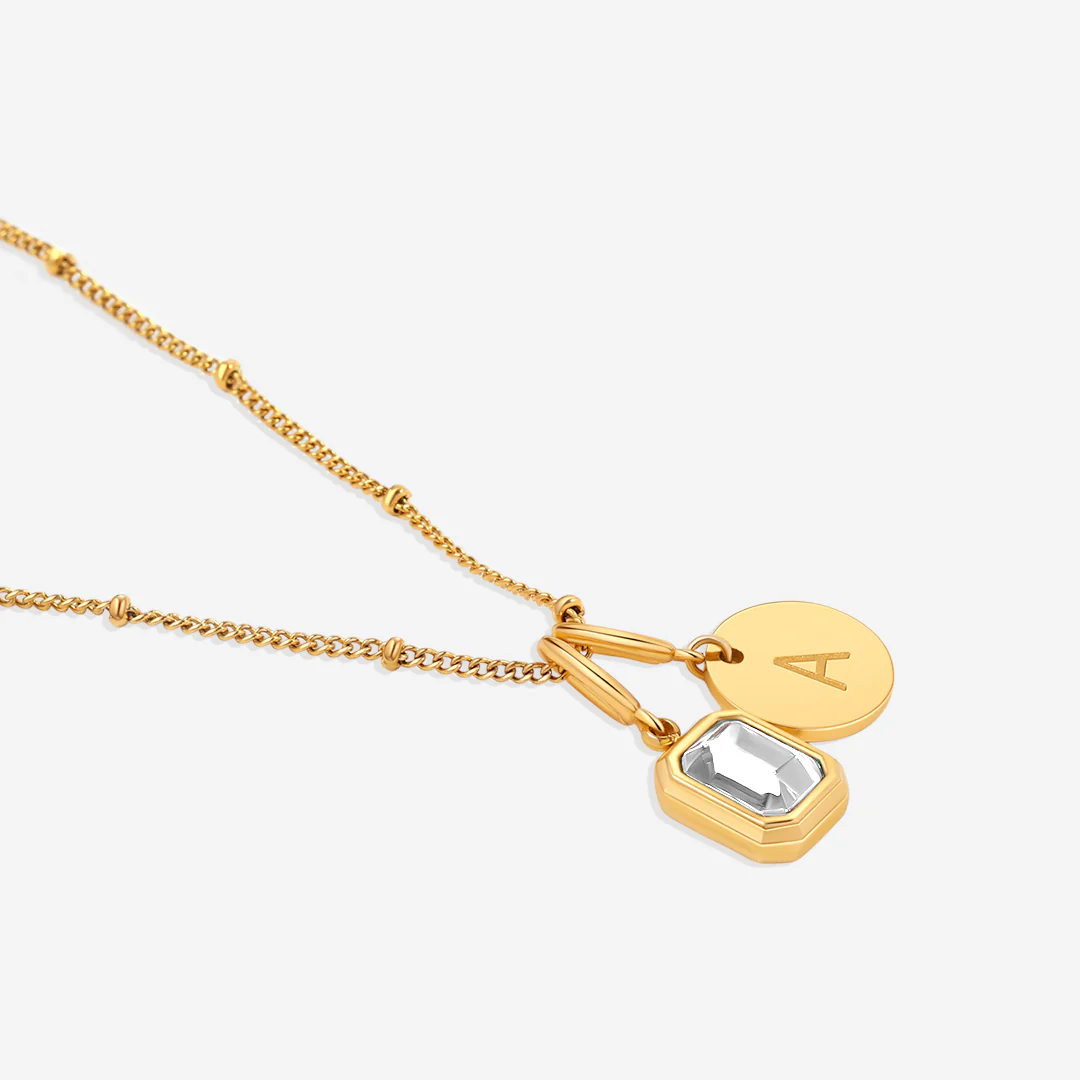 Baguette Birthstone & Initial Necklace - Image 30