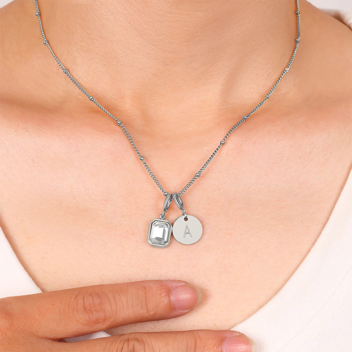 Baguette Birthstone & Initial Necklace - Image 39