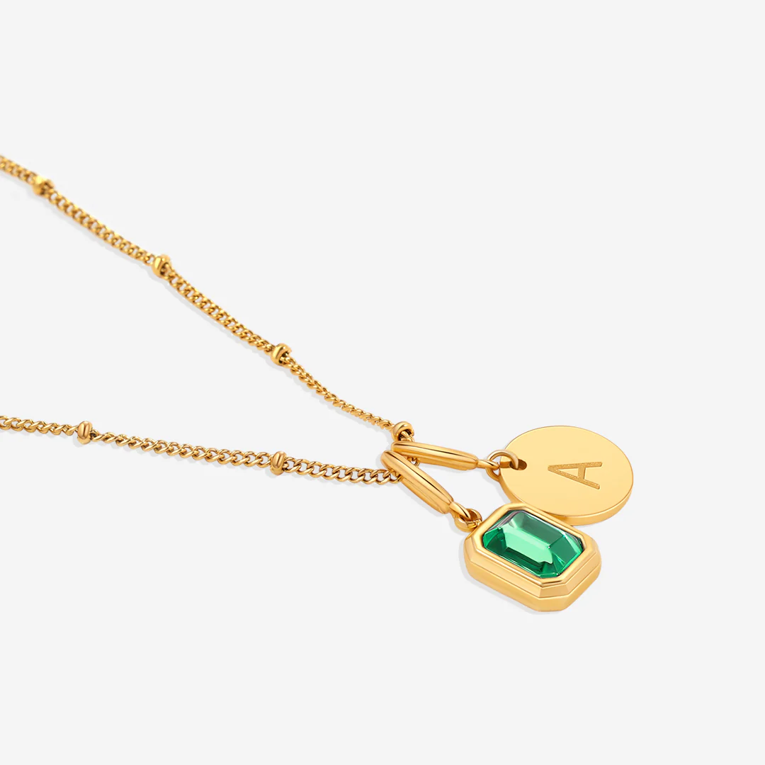 Baguette Birthstone & Initial Necklace - Image 40