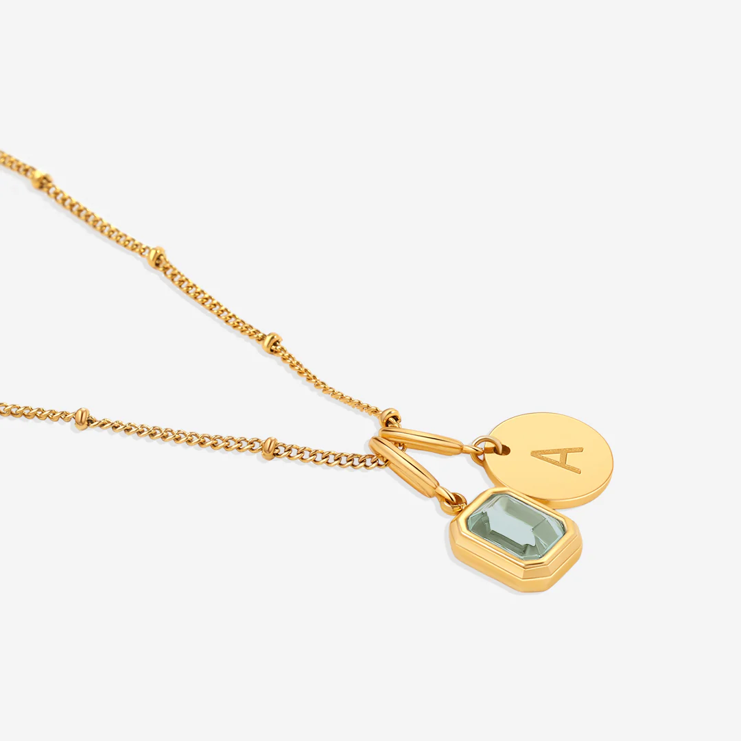 Baguette Birthstone & Initial Necklace - Image 50