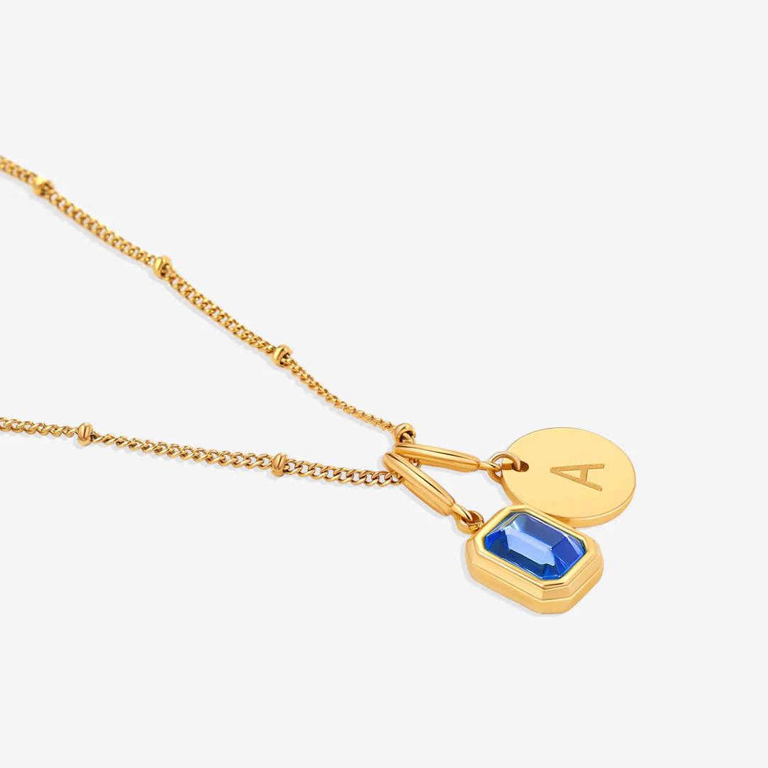 Baguette Birthstone & Initial Necklace - Image 80