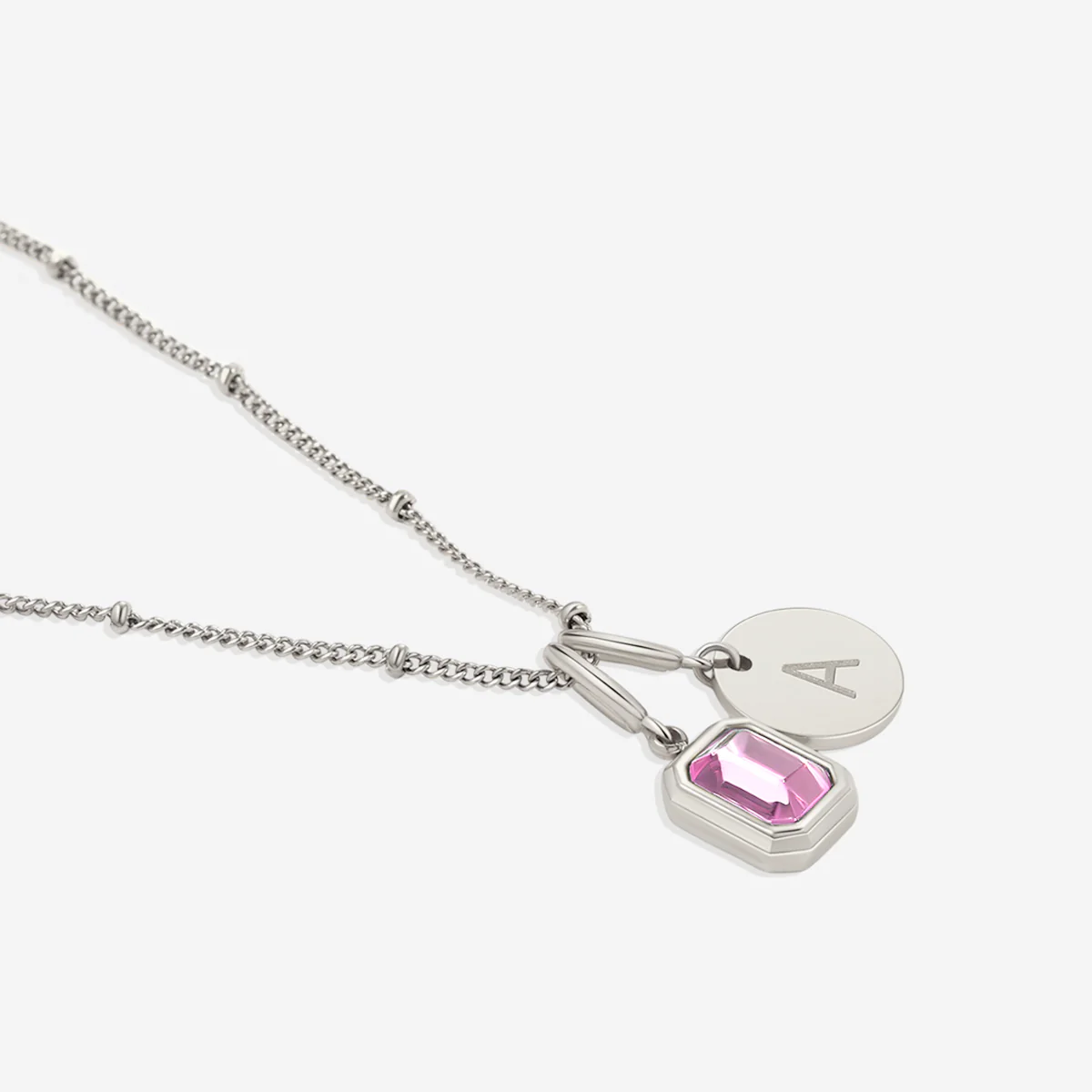 Baguette Birthstone & Initial Necklace - Image 91