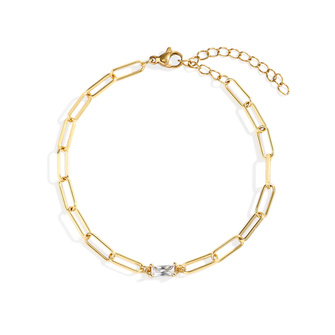 Baguette Birthstone Paperclip Bracelet - Image 11