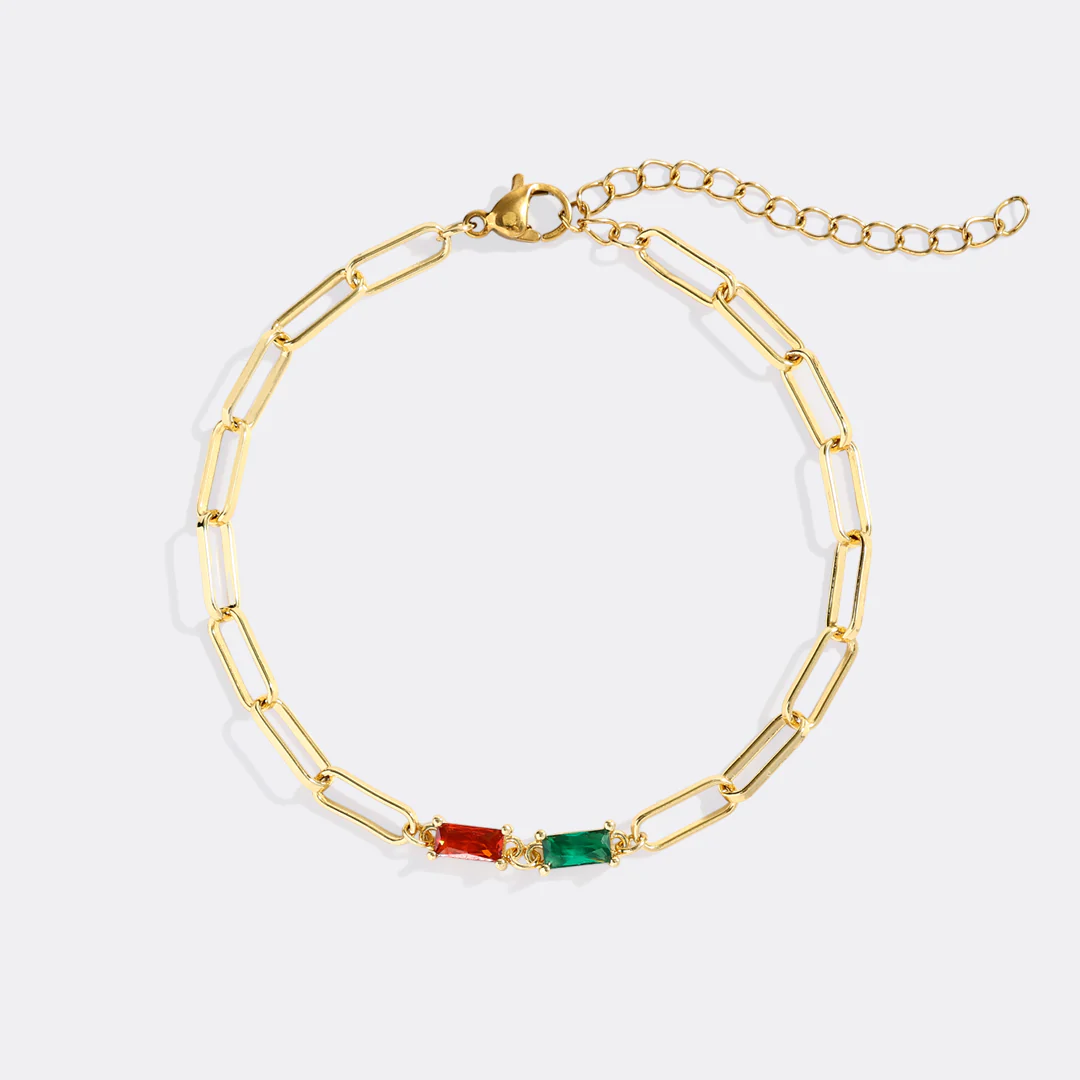 Baguette Birthstone Paperclip Bracelet - Image 4