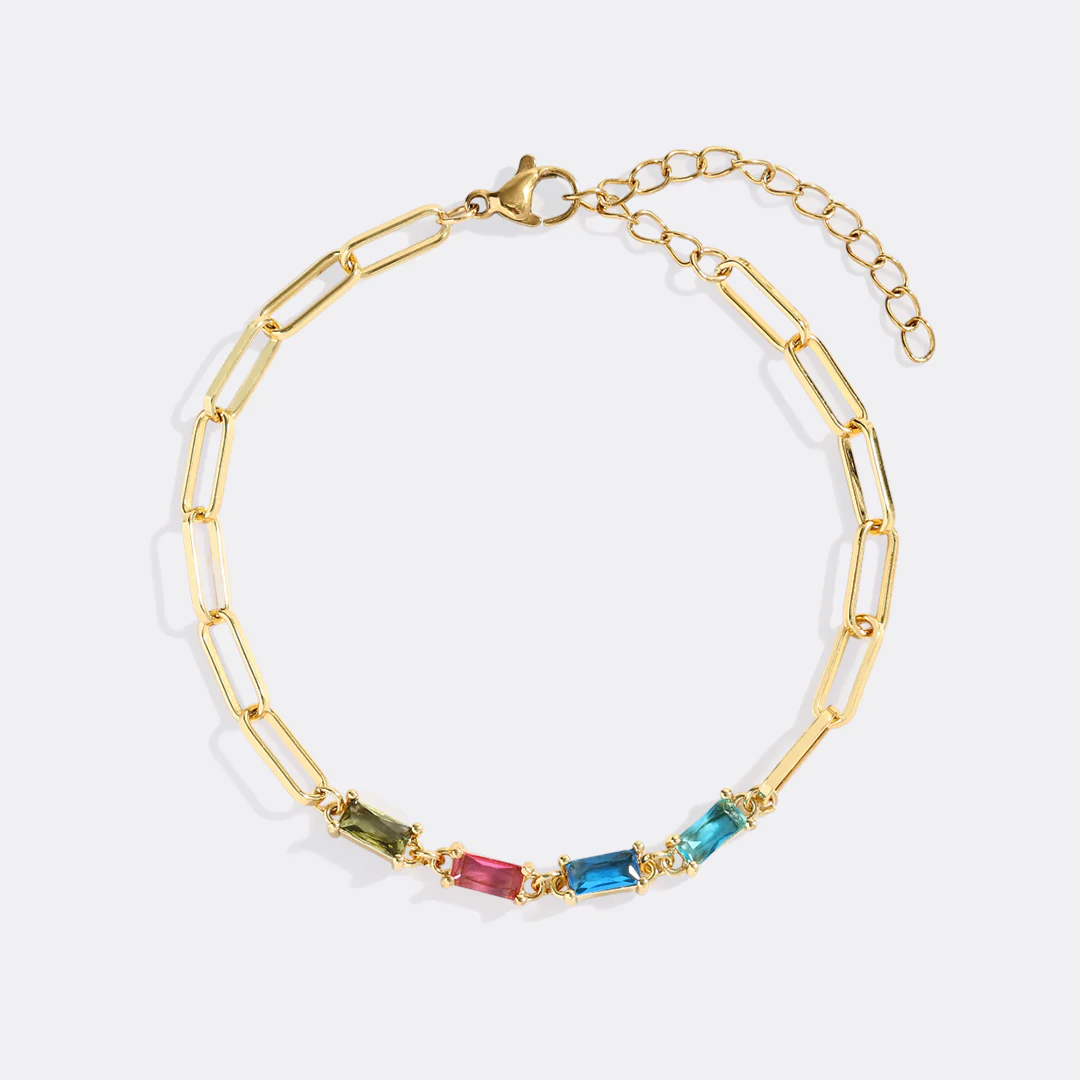 Baguette Birthstone Paperclip Bracelet - Image 6
