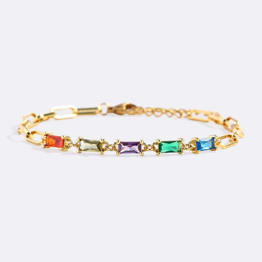 Baguette Birthstone Paperclip Bracelet - Image 8