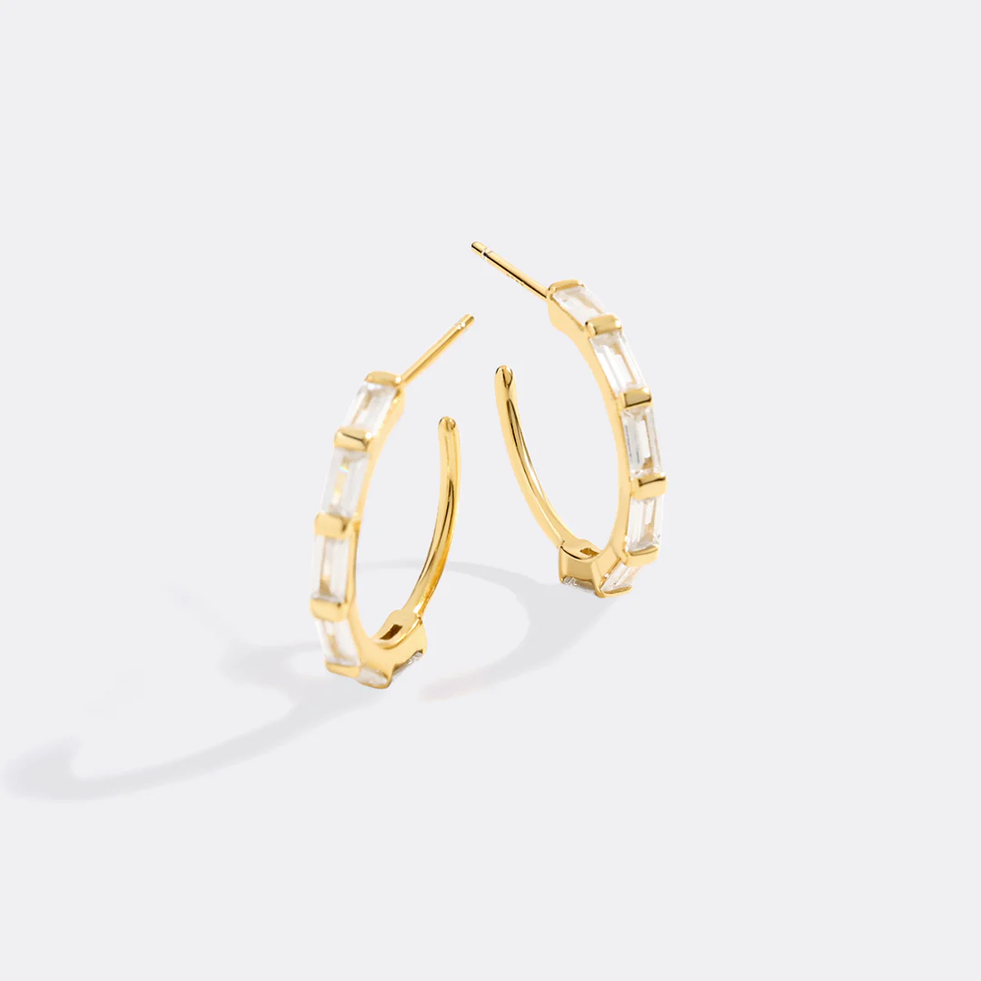 Baguette Diamond Hoop Earrings - Image 11