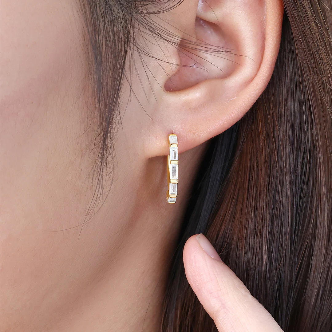 Baguette Diamond Hoop Earrings - Image 12
