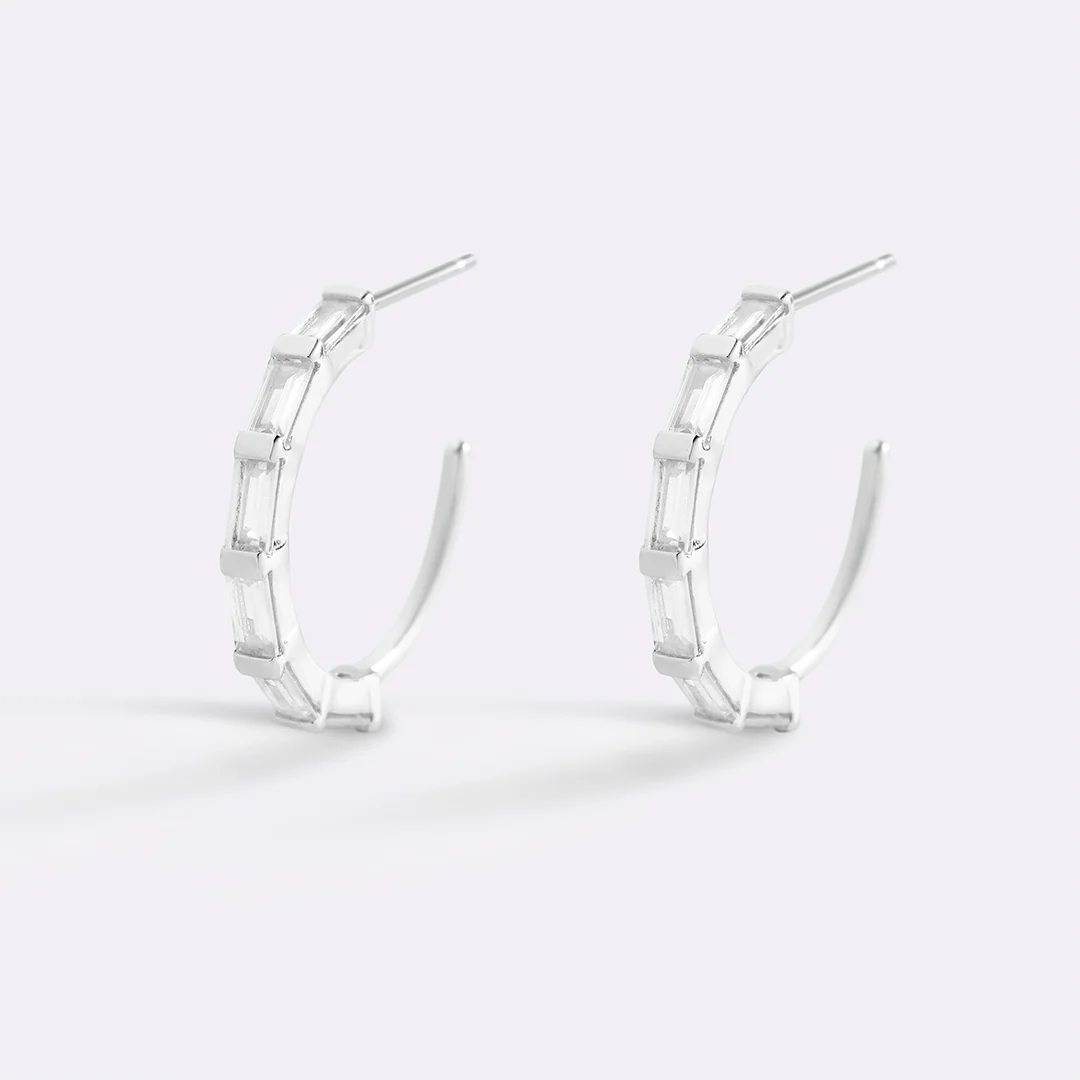 Baguette Diamond Hoop Earrings - Image 18