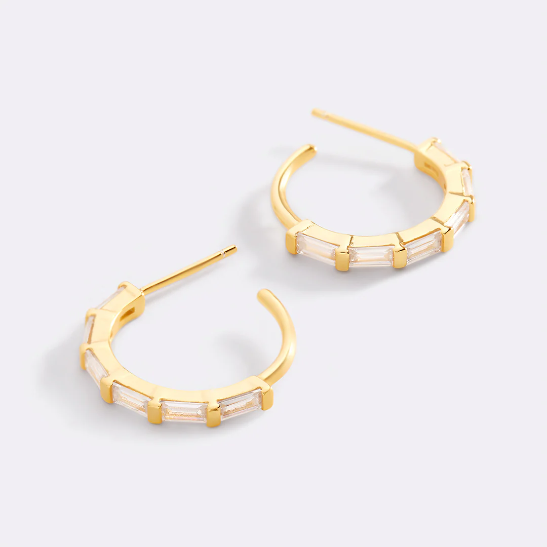 Baguette Diamond Hoop Earrings - Image 20