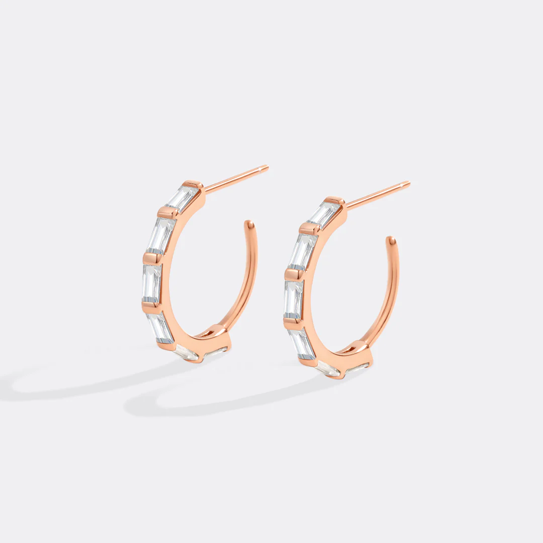 Baguette Diamond Hoop Earrings - Image 8