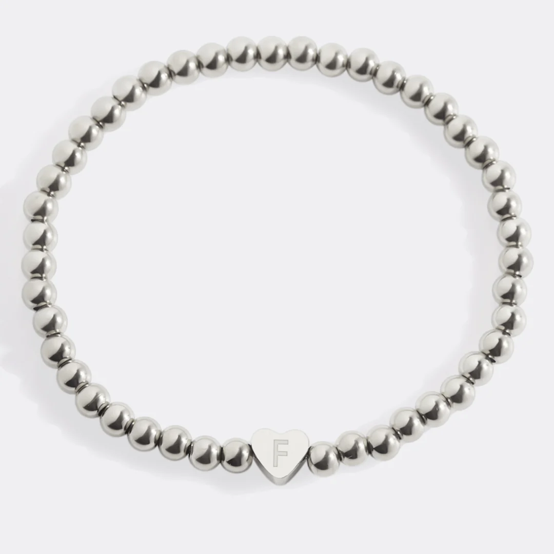 Gold Beaded Bracelet with Heart Initial - Image 172