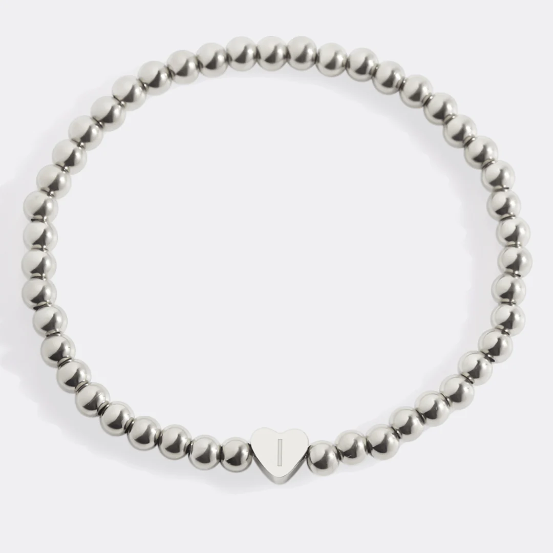 Gold Beaded Bracelet with Heart Initial - Image 178