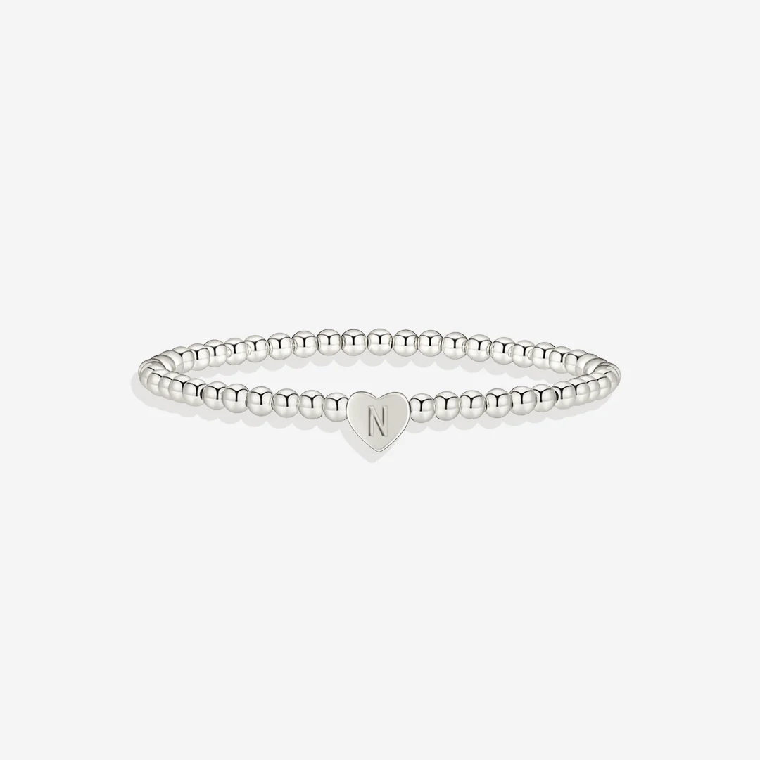 Gold Beaded Bracelet with Heart Initial - Image 21