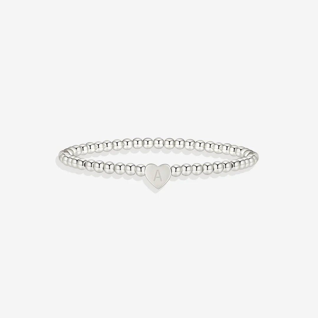 Gold Beaded Bracelet with Heart Initial - Image 34