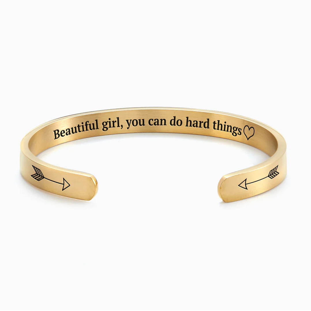 Beautiful Girl You Can Do Hard Things Cuff Bracelet - Image 5