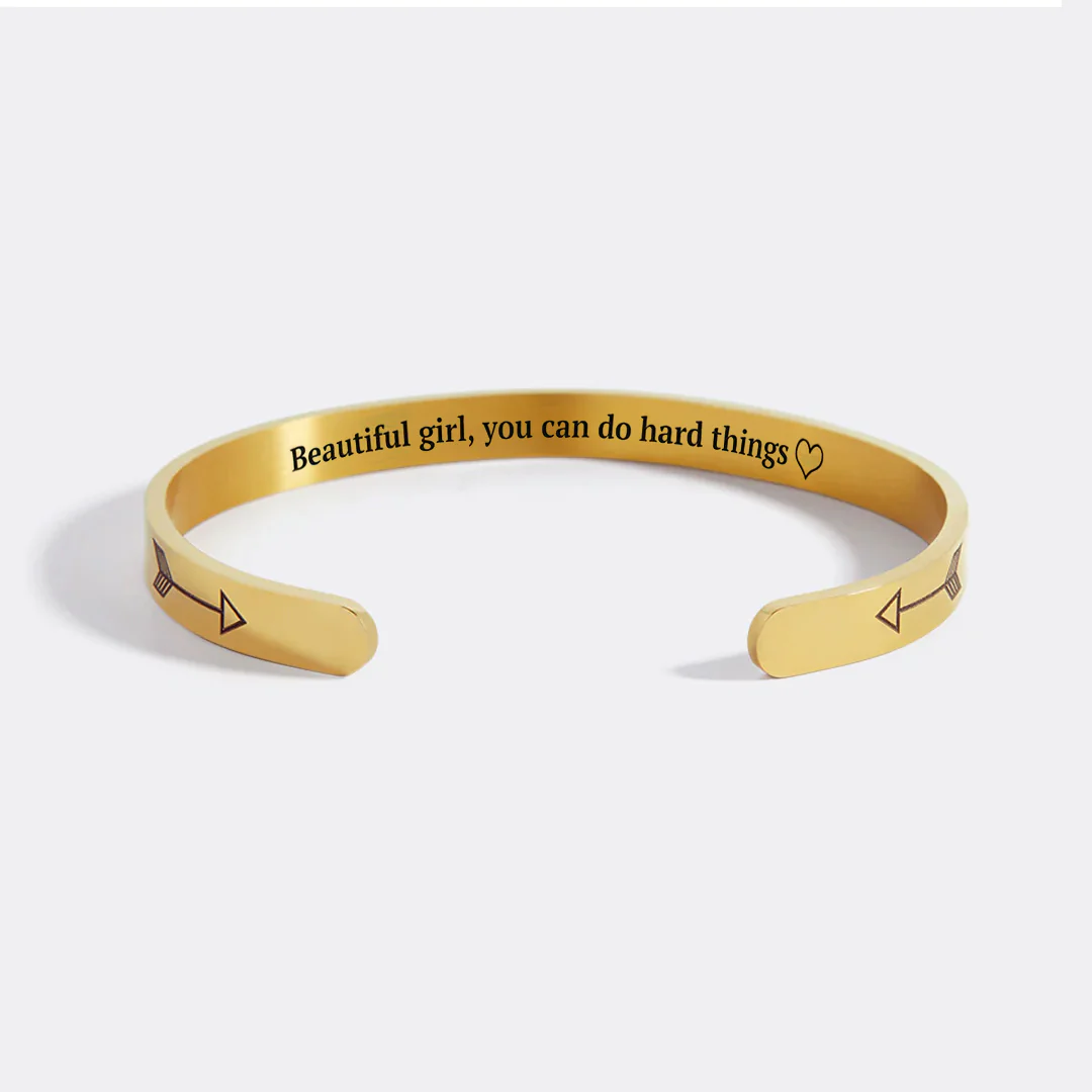 Beautiful Girl You Can Do Hard Things Cuff Bracelet - Image 57