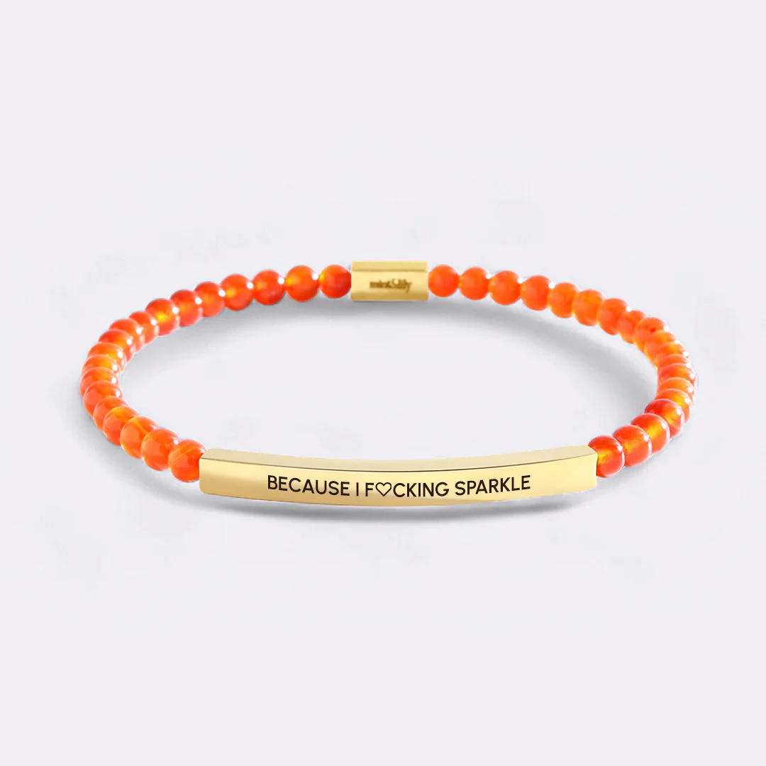 Because I F♡cking Sparkle Gold Beaded Inspire Bracelet - Image 10