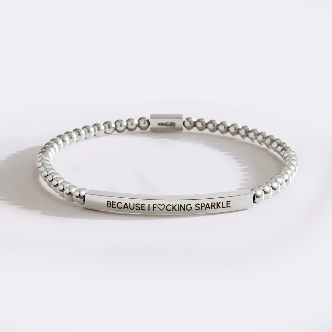 Because I F♡cking Sparkle Gold Beaded Inspire Bracelet - Image 14
