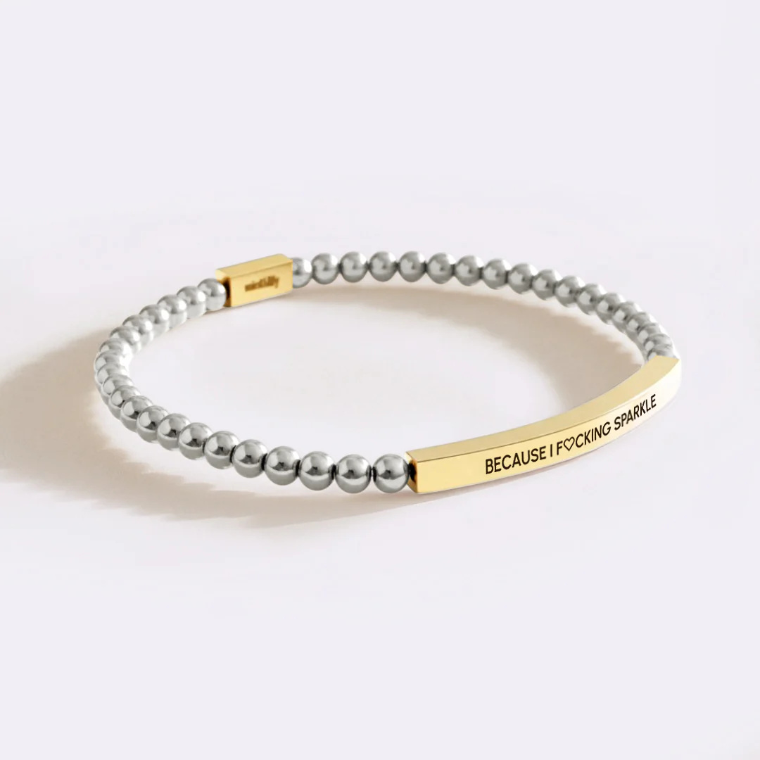 Because I F♡cking Sparkle Gold Beaded Inspire Bracelet - Image 4