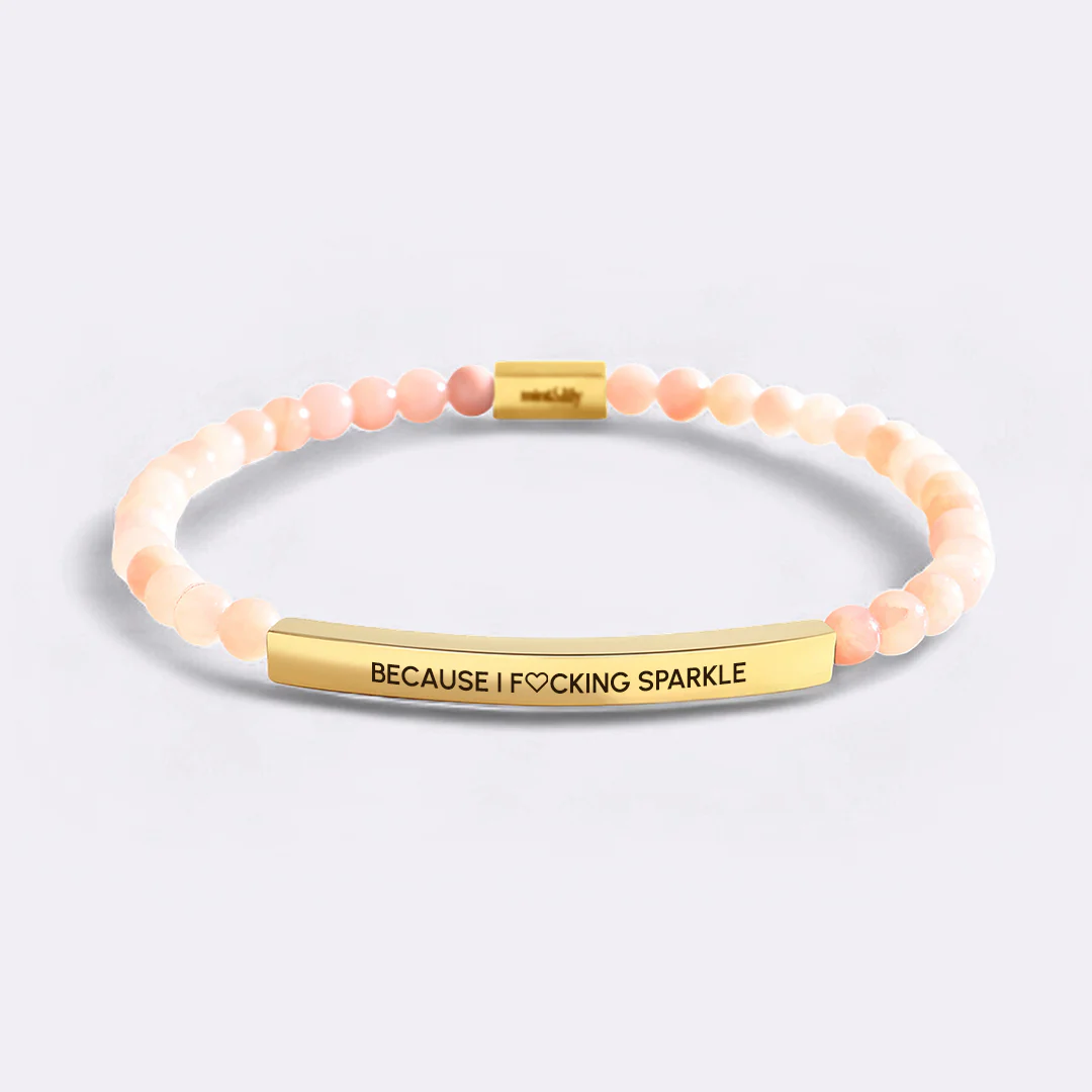 Because I F♡cking Sparkle Gold Beaded Inspire Bracelet - Image 9