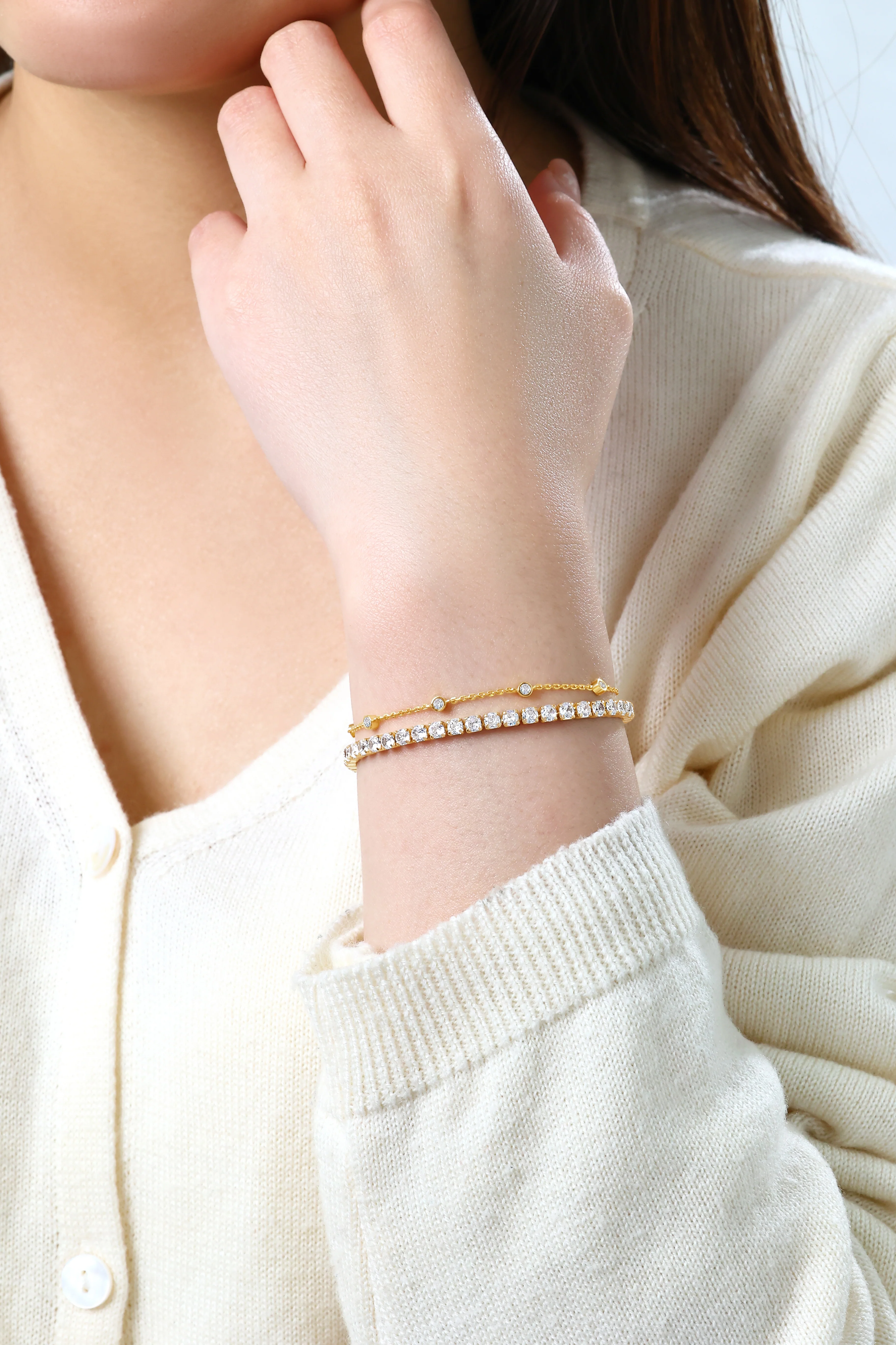 Bezel Set Bracelet and Tennis Bracelet Bundle - Image 6