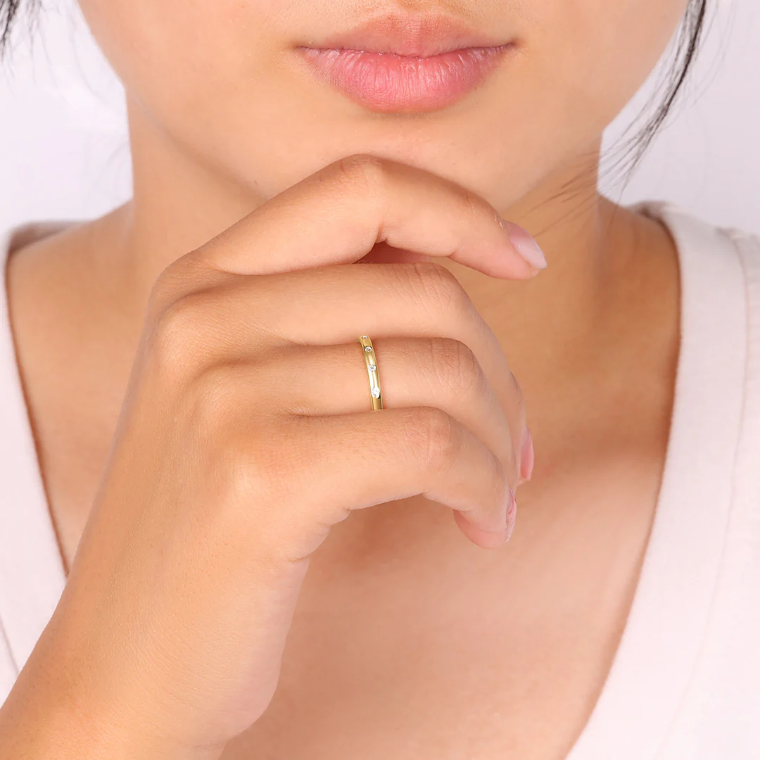 Bezel-Set Tiny Stacking Ring - Image 16