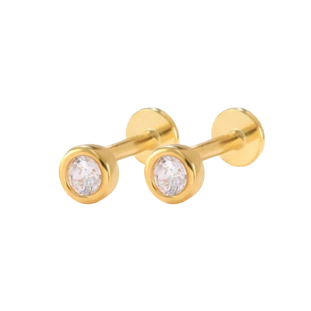 Bezel Stud Flatback Earrings | 16g - Image 10