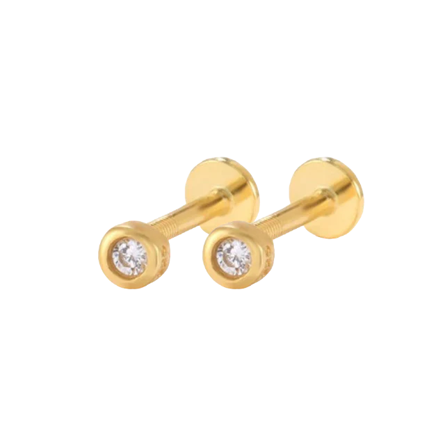 Bezel Stud Flatback Earrings | 16g - Image 9